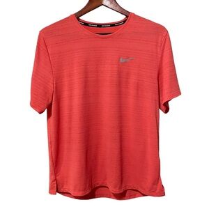 NIKE DRI FIT Short Sleeve Mens Nike running shirt coral size Medium